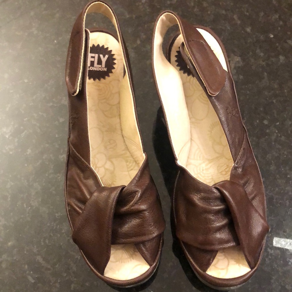 Brown fly London sandals worn once